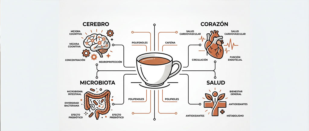 Infografía sobre salud, nutrición y café como alimento desde la ciencia — NutriPsicoGen