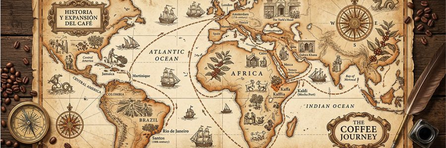Ruta histórica del café desde Etiopía hasta el mundo — NutriPsicoGen